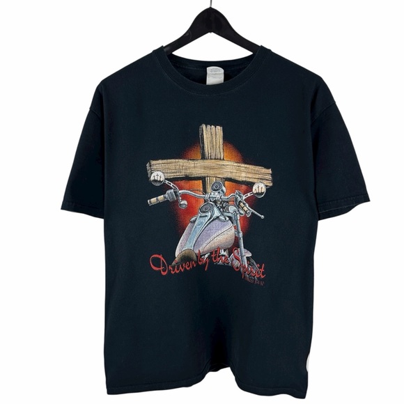 Vintage Y2K Driven The Spirit Jesus Religious Motorcycle Graphic Shirt Size L - Picture 1 of 8